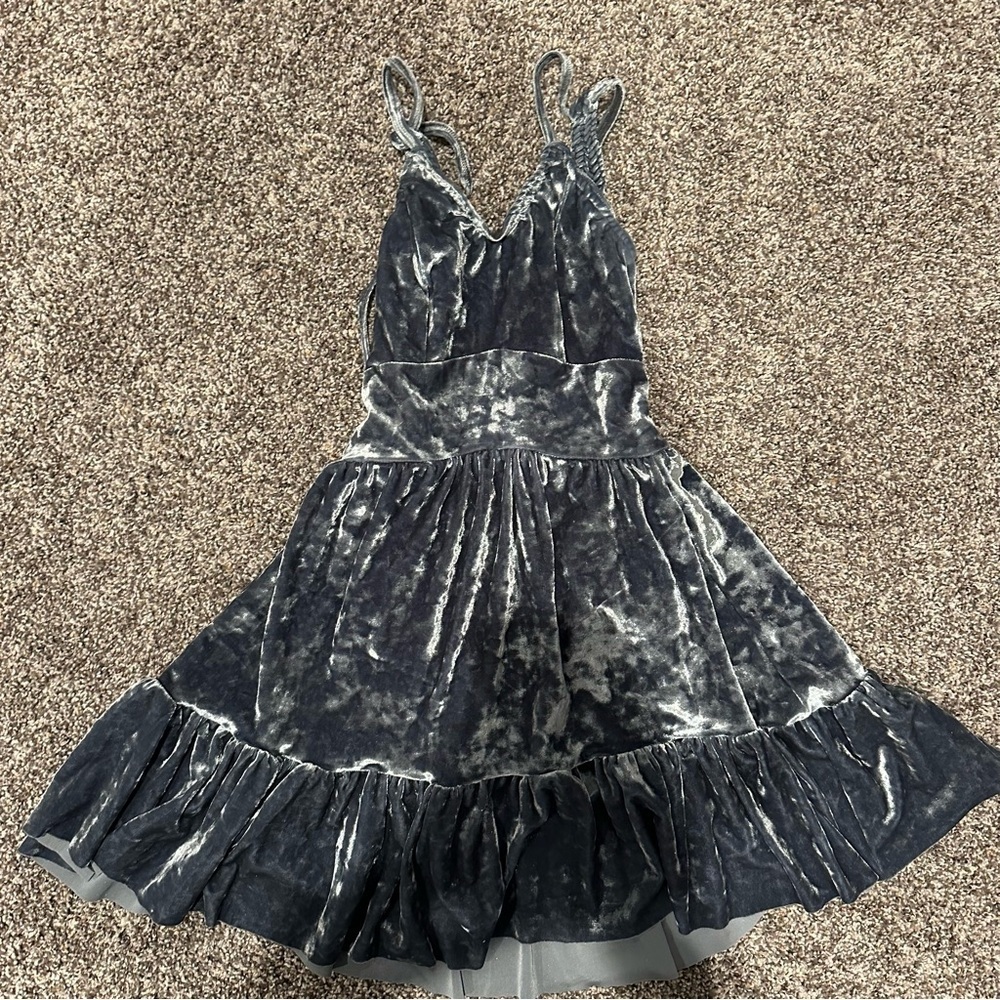 Girls Blue Velvet Dress